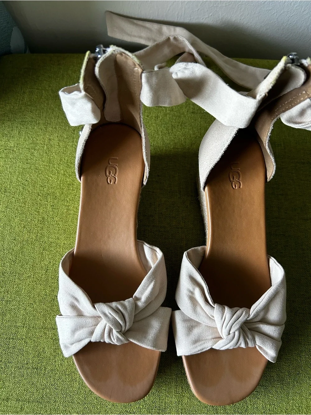 UGG Beige Knot Espadrille Wedge Sandals